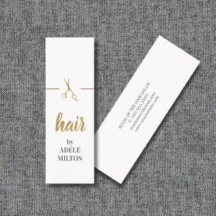 Minimalistische Elegante Nep Gouden Witte Haarstyl Mini Visitekaartje
