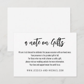 💍 Minimalistische Elegante notitie op Gifts Informatiekaartje