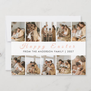 Minimalistische Elegante Paasfamilie met 10 foto's Feestdagenkaart
