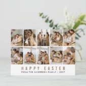 Minimalistische Elegante Paasfamilie met 10 foto's Feestdagenkaart (Staand voorkant)