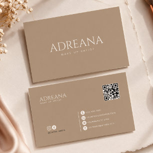Minimalistische Elegante Paddenstoel Taupe Qr Code Visitekaartje