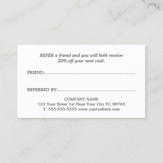 Minimalistische elegante pastel stijlvolle salon aanbevelingskaartje (Achterkant)