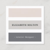 Minimalistische Elegante Pastel Witte Strepen Vierkante Visitekaartje (Voorkant)