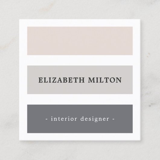 Minimalistische Elegante Pastel Witte Strepen Vierkante Visitekaartje (Voorkant)