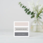 Minimalistische Elegante Pastel Witte Strepen Vierkante Visitekaartje (Staand voorkant)