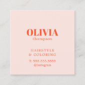 Minimalistische elegante pastelgedurfde kapper vierkante visitekaartje (Voorkant)