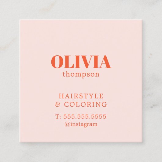 Minimalistische elegante pastelgedurfde kapper vierkante visitekaartje (Voorkant)