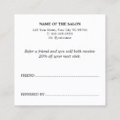 Minimalistische elegante pastelsalon aanbevelingskaartje (Achterkant)