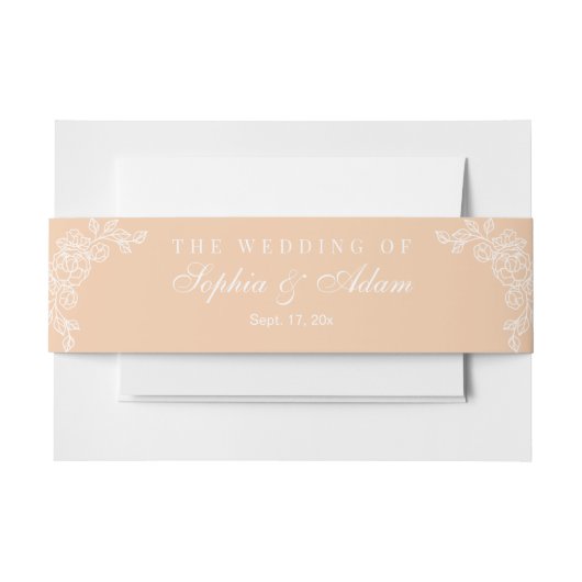 Minimalistische Elegante Peach Invitation Belly Ba Uitnodigingen Wikkel (Voorkant Voorbeeld)