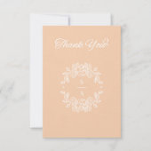 Minimalistische elegante perzik bruiloft dank u ka bedankkaart (Voorkant)