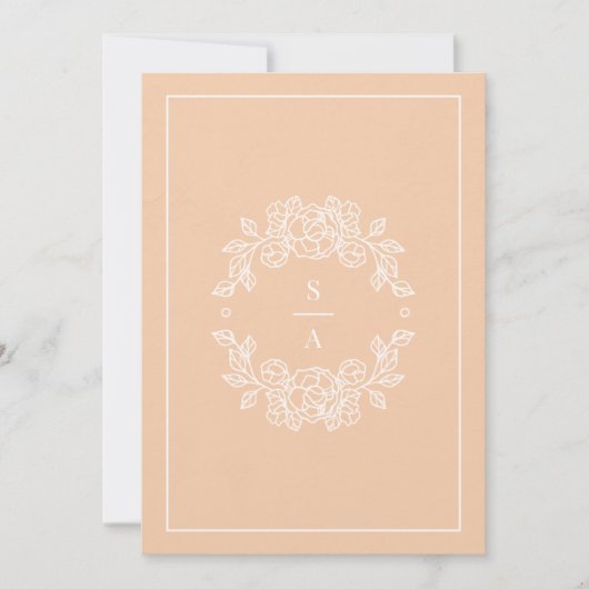 Minimalistische elegante perzikkleur Bewaar de dat Save The Date (Voorkant)