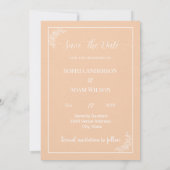 Minimalistische elegante perzikkleur Bewaar de dat Save The Date (Achterkant)