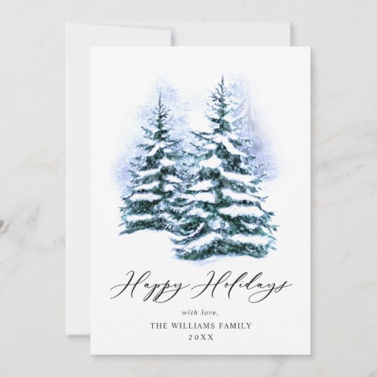 Minimalistische Elegante Pijnboom Kerstgroet Feestdagenkaart (Voorkant)