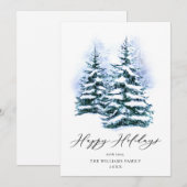 Minimalistische Elegante Pijnboom Kerstgroet Feestdagenkaart (Voorkant / Achterkant)