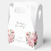Minimalistische elegante pioenen baby shower bedankdoosjes (Geopend)