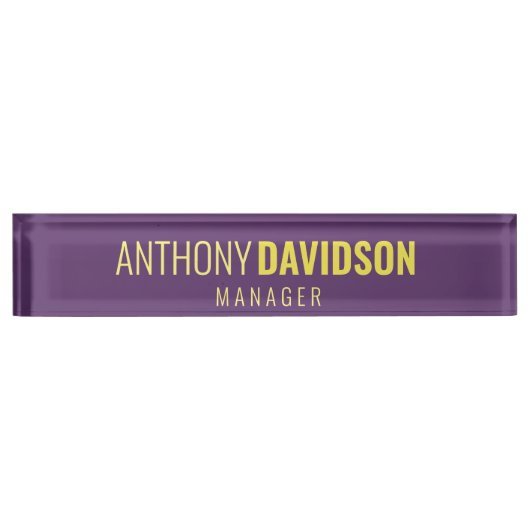 Minimalistische Elegante Professionele Indigo & Ge Naambordje (Voorkant)