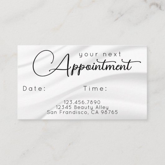 Minimalistische elegante professionele salonafspra visitekaartje (Achterkant)