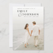 Minimalistische Elegante QR Code Fotobruiloft Kaart (Voorkant)