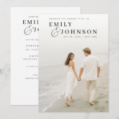 Minimalistische Elegante QR Code Fotobruiloft Kaart (Voorkant / Achterkant)