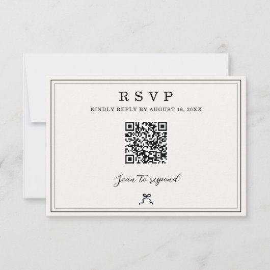 Minimalistische Elegante QR Code RSVP Coquette Bru Kaartje (Voorkant)