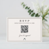 Minimalistische Elegante QR Code RSVP Coquette Bru Kaartje (Staand voorkant)