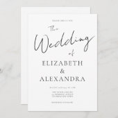 Minimalistische Elegante QR-code Script Bruiloft Kaart (Voorkant / Achterkant)