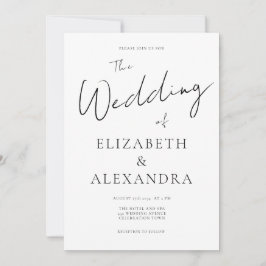 Minimalistische Elegante QR-code Script Bruiloft Kaart