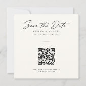 Minimalistische Elegante QR Code Trouwwebsite Vier Save The Date (Voorkant)