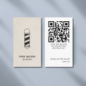 Minimalistische Elegante QR Papier Textuur Barber  Visitekaartje