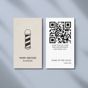 Minimalistische Elegante QR Papier Textuur Barber  Visitekaartje