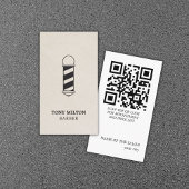 Minimalistische Elegante QR Papier Textuur Barber  Visitekaartje
