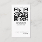 Minimalistische Elegante QR Papier Textuur Barber  Visitekaartje (Achterkant)