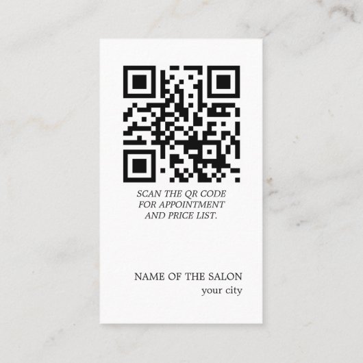 Minimalistische Elegante QR Papier Textuur Barber  Visitekaartje (Achterkant)