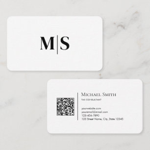 Minimalistische Elegante QRCode Zwart op Papier Af Visitekaartje