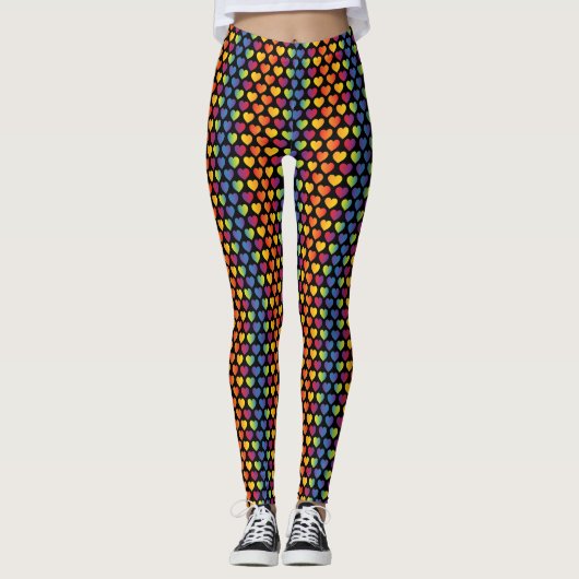 Minimalistische Elegante Regenboog Hart Ontwerp Leggings (Voorkant)