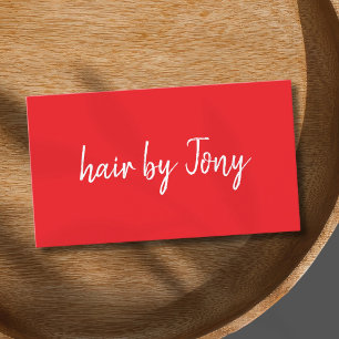 Minimalistische Elegante Rood Witte Haarstylist Visitekaartje