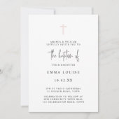 Minimalistische Elegante Roze Aquarel Foto Doop Kaart (Voorkant)