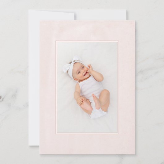 Minimalistische Elegante Roze Aquarel Foto Doop Kaart (Achterkant)