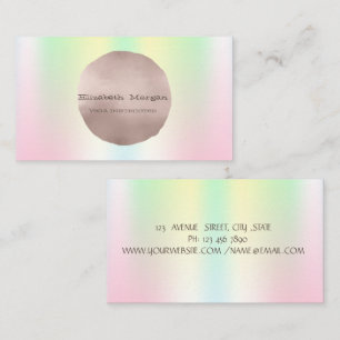 Minimalistische Elegante Roze Gouden Cirkel Hologr Visitekaartje