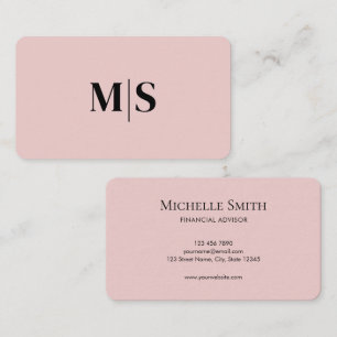 Minimalistische Elegante Roze Monogram Initiaal Ex Visitekaartje