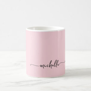 Minimalistische Elegante Roze Roos Monogram Naam S Koffiemok