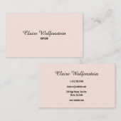 Minimalistische Elegante Roze Roze Schrift Profess Visitekaartje (Voorkant / Achterkant)