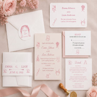 Minimalistische Elegante Roze Trouwdag RSVP Kaartje