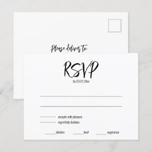 💍 Minimalistische Elegante RSVP & dieetvereisten Briefkaart