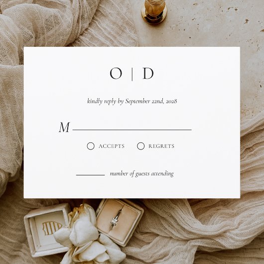 Minimalistische Elegante RSVP Eenvoudig Zwart Wit Kaart