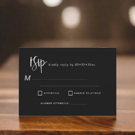 Minimalistische Elegante RSVP Eenvoudig Zwart Wit Kaart