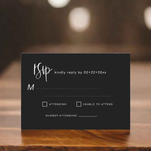 Minimalistische Elegante RSVP Eenvoudig Zwart Wit Kaart