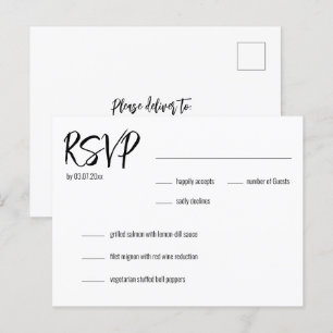 💍 Minimalistische Elegante RSVP & menukeuze Briefkaart