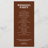 Minimalistische Elegante Rust Terracotta Trouwflat Programmakaart (Achterkant)