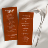 Minimalistische Elegante Rust Terracotta Trouwflat Programmakaart